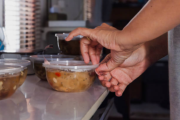 Safe food storage labels on meal prep containers